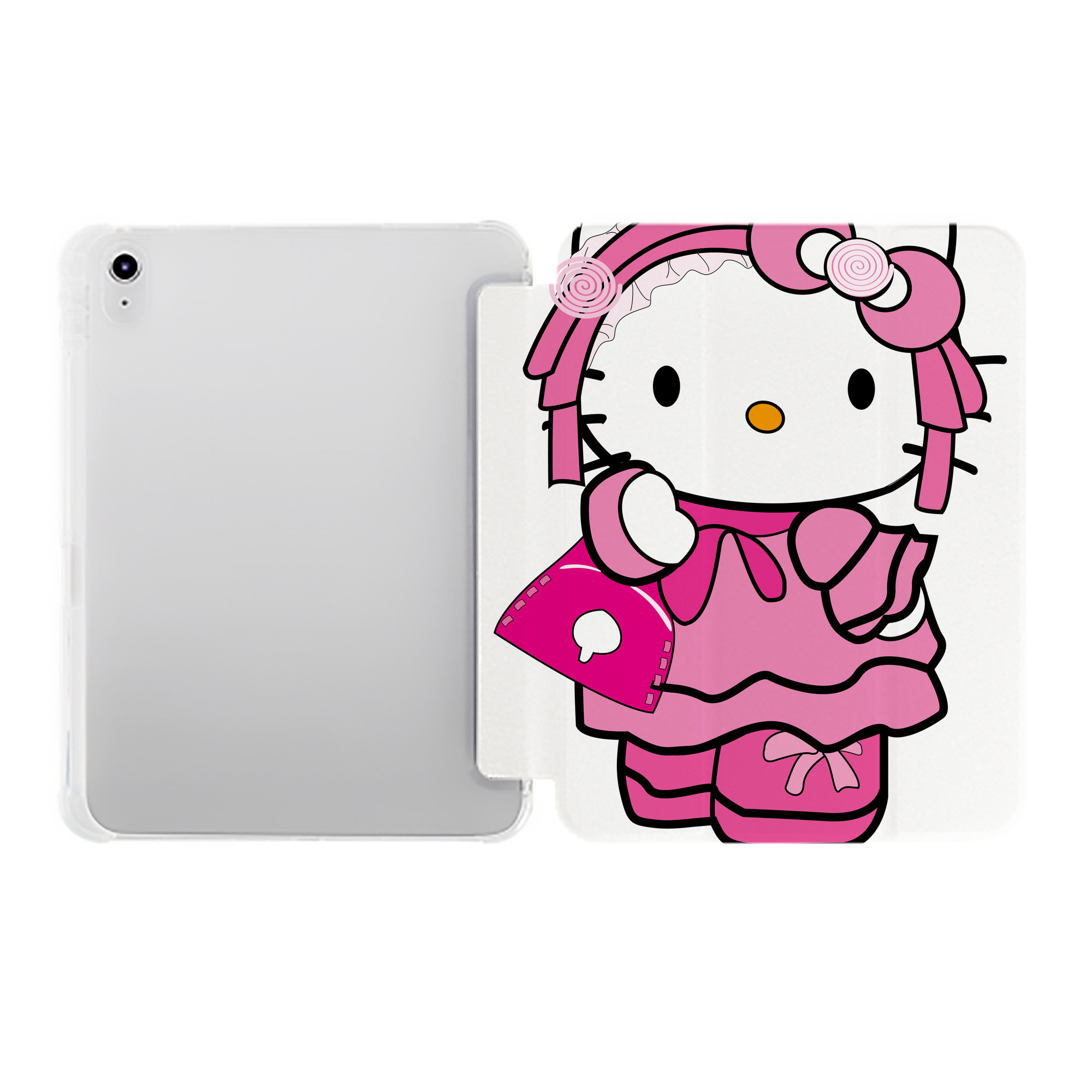 （画像用） Hello Kitty ハローキティ IPad ケース ペン収納付き 三つ折りスタンド PUレザー×シリコン 対応機種9.5/10.5/10.9インチ